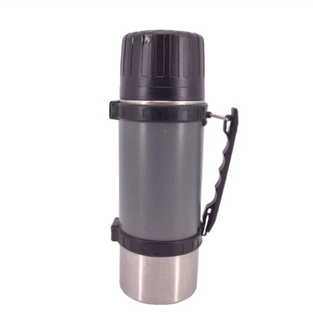 Vintage THERMOS Vacuum Gray Bottle Pour Stopper No 781 Black Handle